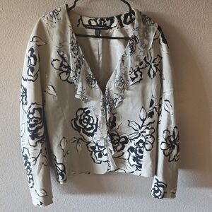 Ellen Tracy Floral Blazer with Ruffles